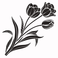 Elegant black and white tulip bouquet illustration