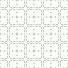 Minimalist line floral pattern grid. Outline simple flowers mosaic art deco texture vector background