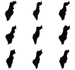 Fototapeta premium Palestine map black silhouette vector style with white background