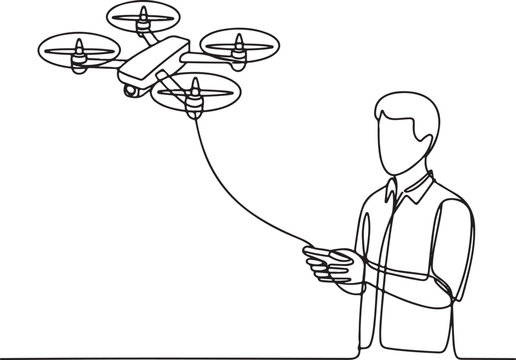 drone operator, black and white line art clip art preview