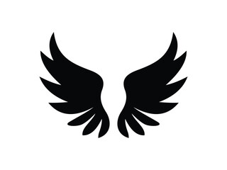 Elegant Wing Silhouette Icon for Tattoo or Logo