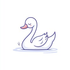 Cute cartoon swan on water