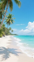 Tropical Beach with Palm Trees and Crystal Clear Waters