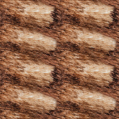 Seamless 4k photo texture of brown patterned fur material.