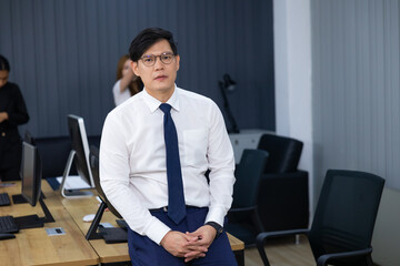 Portrait happy business man :  executive business Asian male. Portrait of handsome confident man in...