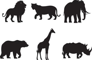 Majestic Wild Animal Silhouettes African Safari Wildlife Set