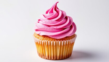 Delicious pink frosted cupcake bakery food photography studio close-up sweet treats