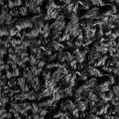 Seamless 4k photo texture of black shiny astrakhan fur material.