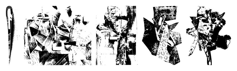 Naklejka premium Vector Abstract figures and geometric shapes create a dynamic fragmented composition.