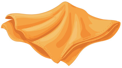 Digital illustration of an abstract orange fabric drape. The fabric is depicted with soft folds and wrinkles, creating a sense of movement and texture. The color is a consistent, solid orange