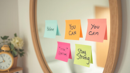 Inspirational Sticky Notes on Mirror for Motivational Home Decor and Positive Affirmation