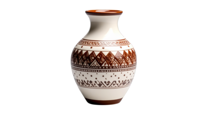 Ornate ceramic vase with brown pattern