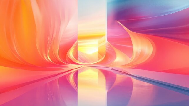 Abstract Colorful Tunnel with Reflective Surface and Dynamic Lighting