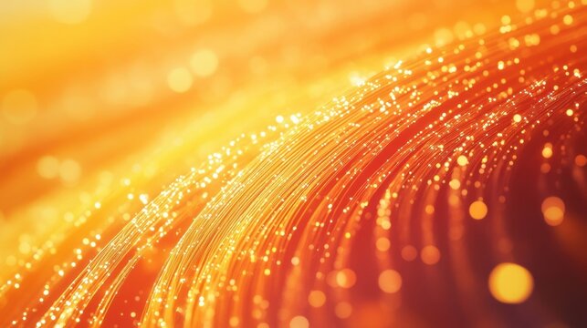 Golden Fiber Optic Stream with Bokeh Effects