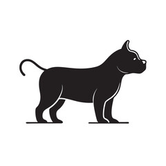 Playful Bulldog Standing Dog Silhouette Vector