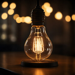 Filament Bulb Glowing in the Dark – Vintage Edison Light Close-Up