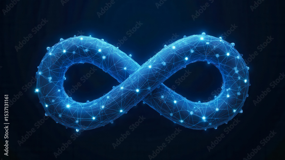 Aufkleber digital representation of infinite loop in blue network design with glowing points