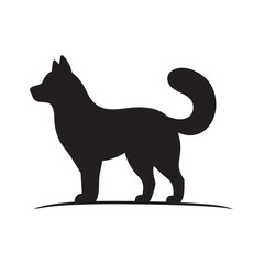 Playful Siberian Husky Dog Silhouette Vector