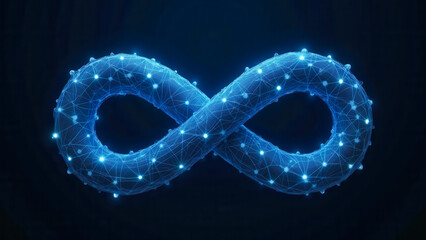 Digital Representation of Infinite Loop in Blue Network Design with Glowing Points