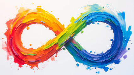 Colorful Infinity Symbol Crafted with Paint Strokes Representing Endless Possibilities and Unity