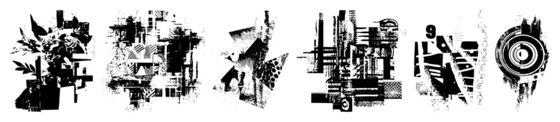 Vector Abstract geometric compositions showcase bold textured vector shapes.