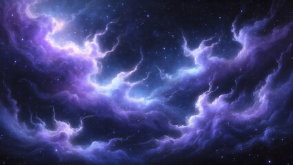 Fototapeta premium Celestial Symphony: A breathtaking cosmic canvas of swirling nebulae, stars, and galaxies, bursting with vibrant blues, violets, and ethereal glows. A perfect image to use on background.