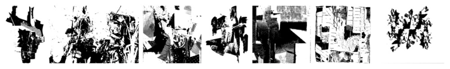 Naklejka premium Vector Abstract black and white elements arranged in a linear composition.