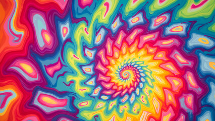 Vibrant Abstract Spiral Pattern with Colorful Swirls and Psychedelic Design Elements