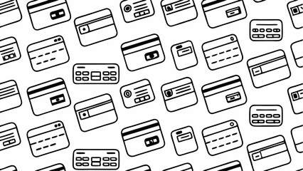 Seamless Pattern of Hand Drawn Credit Cards, Perfect for Financial Backgrounds