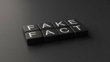 Discerning Truth in a Digital World with Black Keyboard Keys Representing Fake and Fact