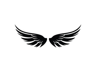 Flat Black Feathered Wings Icon