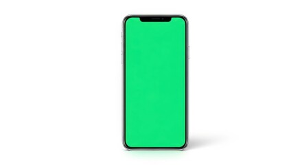 A Vibrant Green Smartphone Displaying a Ready-to-Use Chroma Key Background for Creative Tasks and Content Creation