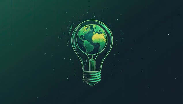 Earth-shaped lightbulb, symbolizing environmental awareness