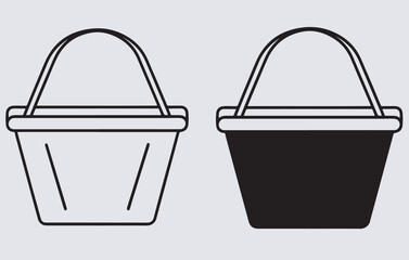 set of empty shopping basket silhouette Vector Art Illustration