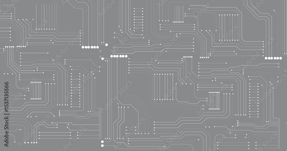 Poster Microchip technology background. Abstract circuit, digital electronics scheme texture. Hardware motherboard, tech data recent vector pattern. 