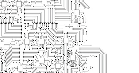 Background of electronic and hi-tech lines on white.  Copy space for text. Vector illustration.