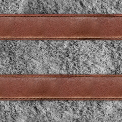 Seamless 4k photo material texture of light gray wool fur with leather straps.