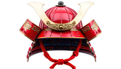 Red samurai helmet with gold decoration