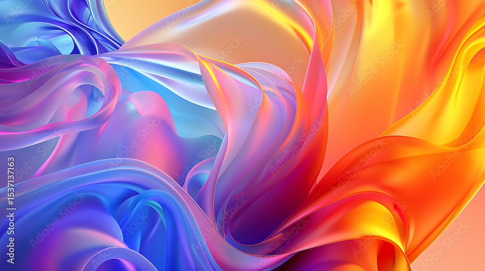 Leinwandbilder Abstract flowing shapes create a vibrant and colorful background with smooth gradients and dynamic lines