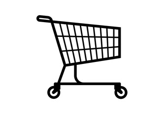 Black Shopping Cart Icon for Retail and Grocery Store Design
