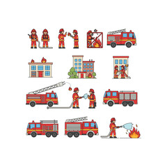 Firefighters and Emergency Response Vector Set