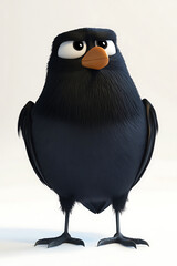 Cartoon bird character standing confidently against a plain background, showcasing personality