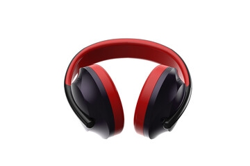 Modern Red and Black Over-Ear Headphones Isolated on Transparent PNG Background - High Quality Audio Accessory for Music, Gaming, and Calls. Sleek, Professional Headset. Clean Cutout Stock Photo