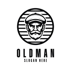 vintage old man logo design concept vector label circle