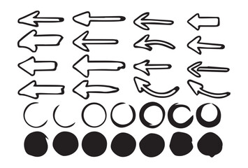 Black brush strokes vector set. Grunge arrows collection. Set of hand drawn grunge arrow. Grungy brushes realistic. Black sketch. vector eps 10