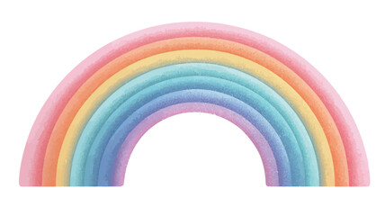 Fototapeta premium Digital illustration of a rainbow depicted in pastel colors. The rainbow is presented in a semi-realistic style with a smooth gradient transition between the colors. The colors are soft and muted