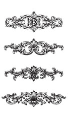 Fototapeta premium Engraved baroque floral ornament vintage design elegant decoration classic bold detailed graphic illustration