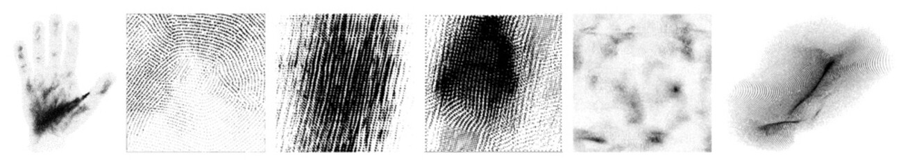Vector Detailed fingerprint showcase forensic science elements.