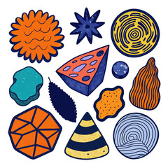 Abstract shapes collection with unique design and vibrant colors, ideal for backgrounds and creative projects