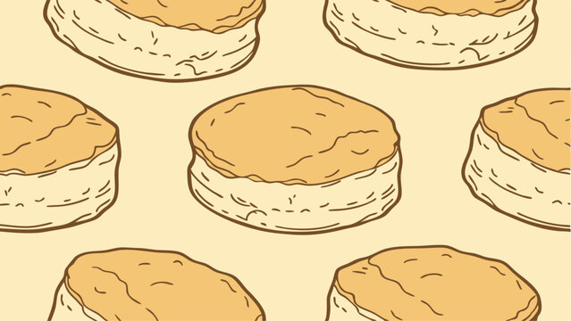Seamless Pattern of Southern Biscuits on a Soft Beige Background